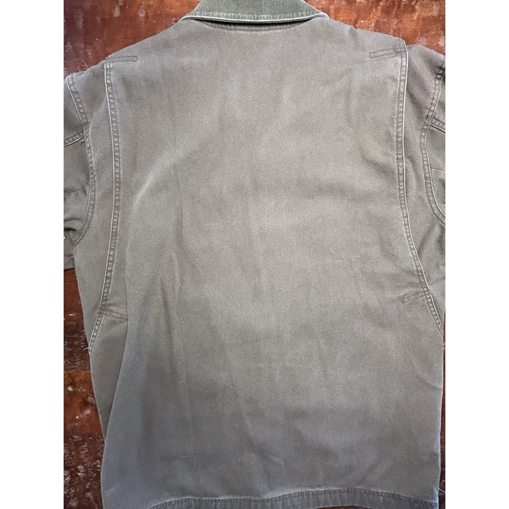 L.L. Bean Canvas Barn Chore Jacket Olive Green Corduroy Collar Flannel Lined - Picture 4 of 11